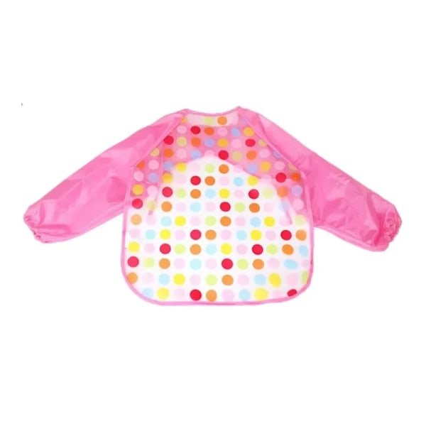 Vattentät Eva Full Slem Bibs Barn Förkläden Lång Ärm Utfodring Smock Bibs Barn Äter Bröstsköld Kid Baby Bavoir Kläder pink dot