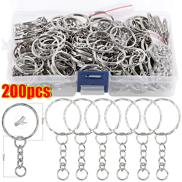 50/500Pcs Diy Polerad Silver Nyckelring Rostfritt Stål Hål Platt Nyckel Kedja Rhodium Pläterad Runda Split Kedjan Partihandeln styleA-100pcs