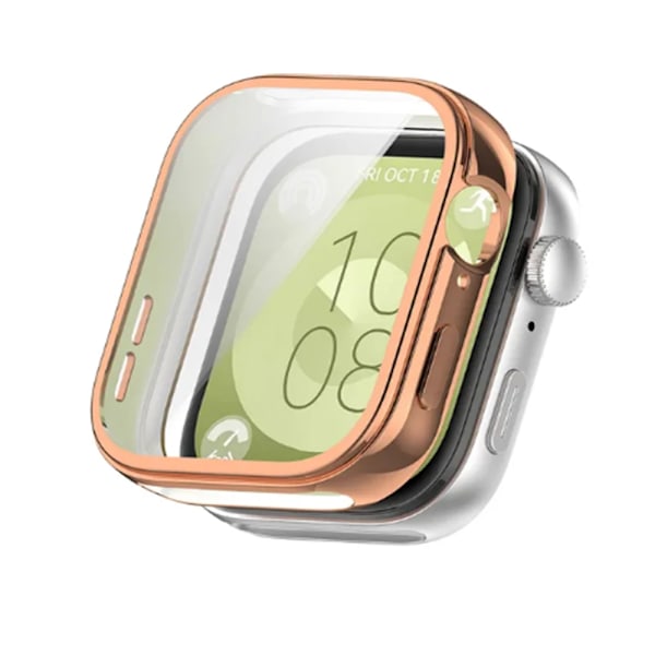 Blødt Tpu-Etui Til Huawei Watch Fit 3 Full Directional Screen Protector Fald Smartwatch Bumper Cover Til Huawe I Watch Pass 3 Rose Gold Huawei Watch Fit3