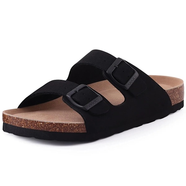 Comwarm Kork Tøfler Til Mænd Sommer Slip-On Hjem Flade Sandaler Mænd Strand Tøfler Kvinder Kork Tompa Mode Mular 200 242 leather Black 40