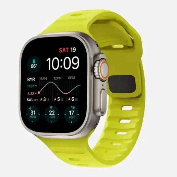 Mjuk silikonrem för Apple Watch Band Ultra 2 49mm 44mm 45mm 42mm 41mm 42mm sporturband iwatch Serise 5 6 7 8 9 armband black fluorescent-BO 42mm 44mm 45mm 49mm