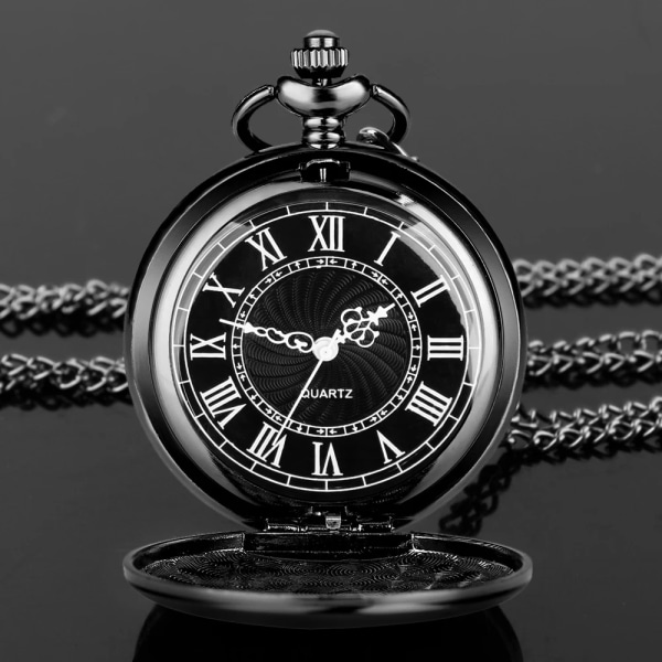 Mode 37CM ​​Fob Kedja Slät stål Kvarts Watch Vintage Roman Nmber Urtavla Hänge Fob Watch Presenter Klocka reloj de bolsillo CF2021