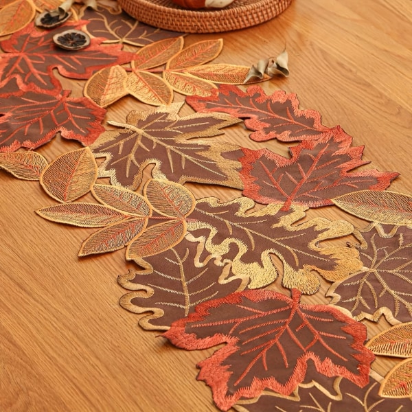 1 st, Thanksgiving-tema polyesterduk, Maple Leaf Orange cover, Thanksgiving-tema-dekor, rumsdekor, juldekorativt cover, present Brown