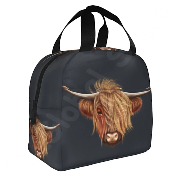 Termisk Lunchväska med Skotsk Hårig Highland Cow för Kvinnor Män Återanvändbar Isolerad Bento Tote Väskor för Skola Arbete Picknick Matväska a1 8.5x5x8inch