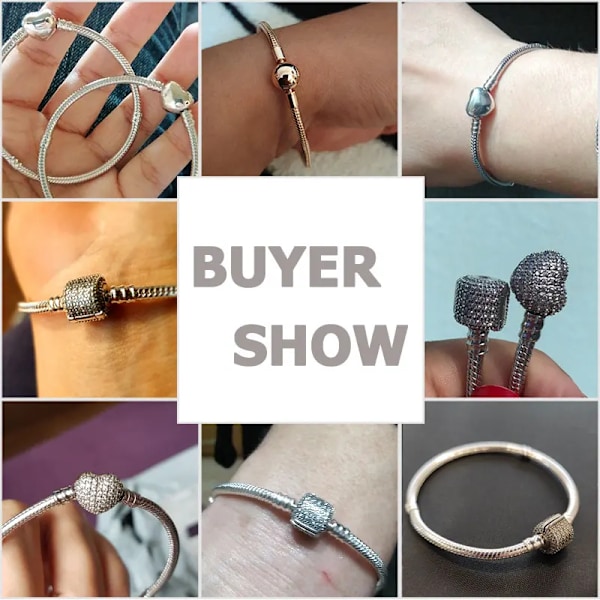 Nya 925 Silver Färg Charm Armband Rose Golden Färg Daisy Blomma Barrel Lås Orm Kedja Glidande Armbånd Kvinnor Smycker Y KTB002 18cm