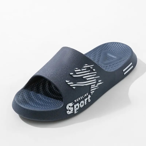 Nye Trend Mænds Tøfler Hjem Indendørs Anti Slip Bløde Pvc Tøfler Sommerstil Udendørs Casual Strand Flip Flop S Sandal Blue-KY 46-47(suggest 44-45)