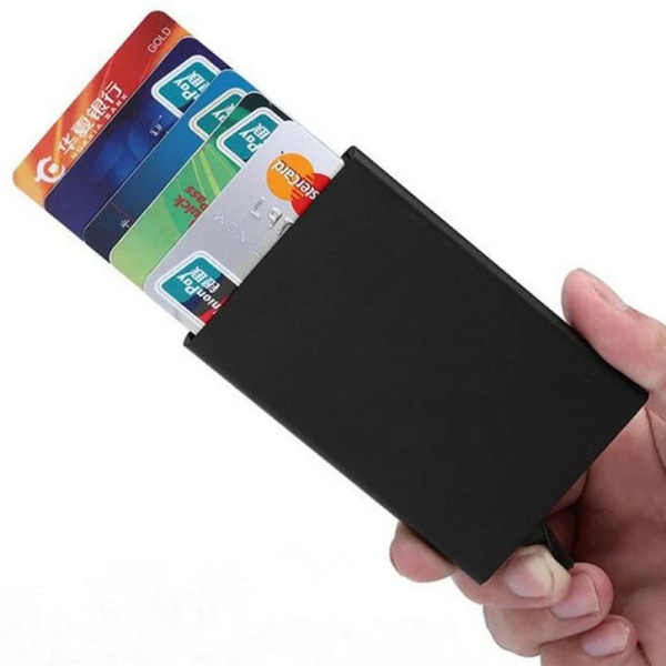 Stöldskyddsplånbok ID Kreditkortshållare Tunn Aluminium Metall RFID Plånböcker Case Bank Kvinnor Män Pop Up Case Silver