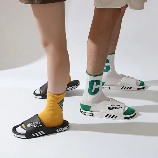 Mode Mænd Tøfler Pvc Blød Sål Skridsikker Slides Casual Udendørs Strand Flip Flops Hjem Badeværelse Par Nye Sandaler Green 48-49