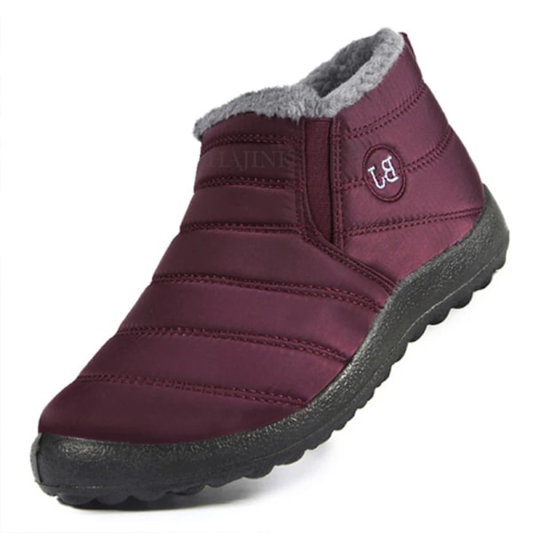 Mænds Vandtætte Vinterstøvler Til Mænd Slip-On Ankelstøvler Hold Varme Sne Botas Hombre Vinterstøvler Med Pels Botins wine red 39