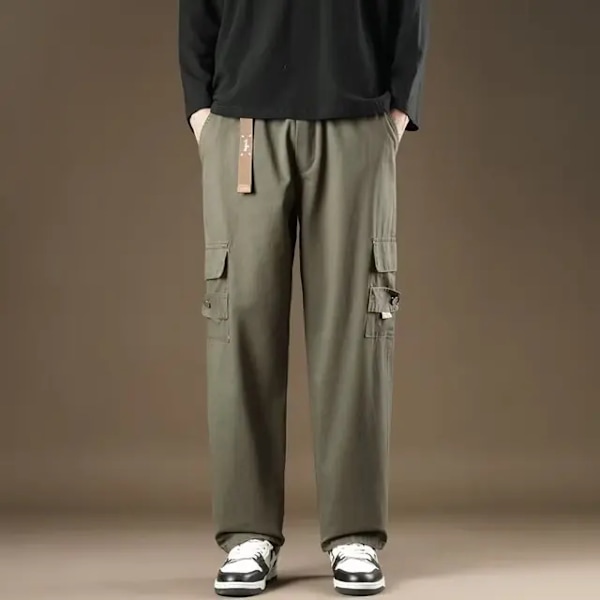 Forår Og Sommer 2024 Japanske Overalls Mænds Mode Mærke Retro Personlighed Enkle Løse Bukser N Lige-Ben Casual Bukser 651-green L