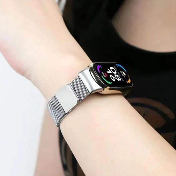 Rem för Xiaomi Mi Band 8 Smartwatch Ersättningsarmband Metall magnetiskt armband för Mi Band 8 NFC Tillbehör Grey 2 Mi band 8