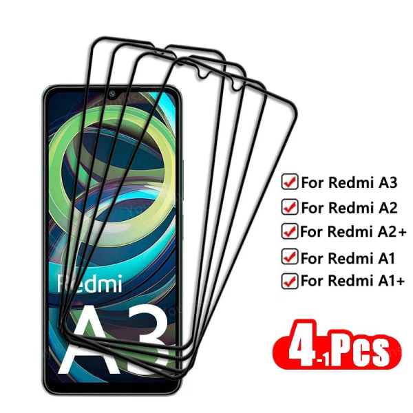 Cover glas för Redmi A3 Härdat glas för Xiaomi Redmi A3 A2 A1 Plus Skärmskydd Skyddstelefonfilm Redmi A3 3 Pcs For Redmi A2 Plus