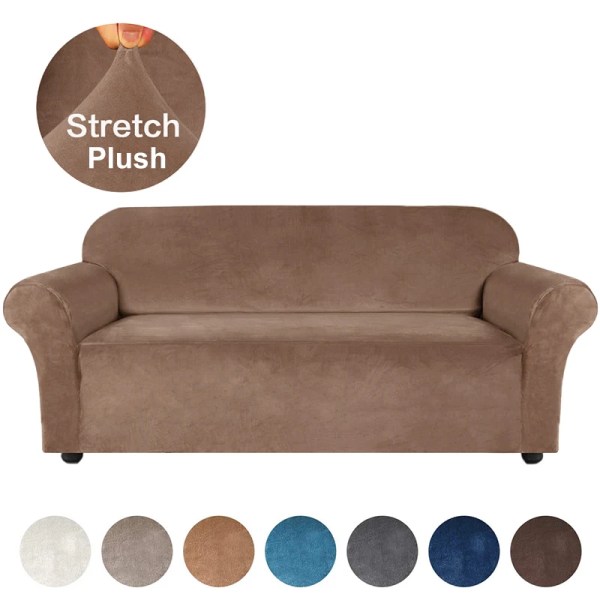 Högkvalitativa plysch stretchiga sofföverdrag för vardagsrum Hörnsoffa med överdrag Elastiskt möbelskydd 1/2/3/4 sits Dark Grey-DG 1 Seat Sofa