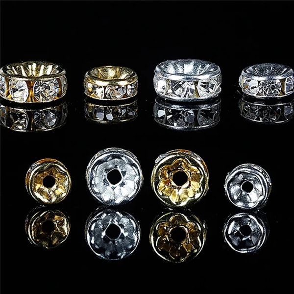 100 st 5/7/10 mm Rondelle Disc 316 rostfritt stål Kristalldistanspärlor med strass för smyckestillverkning DIY-armband gold5mm