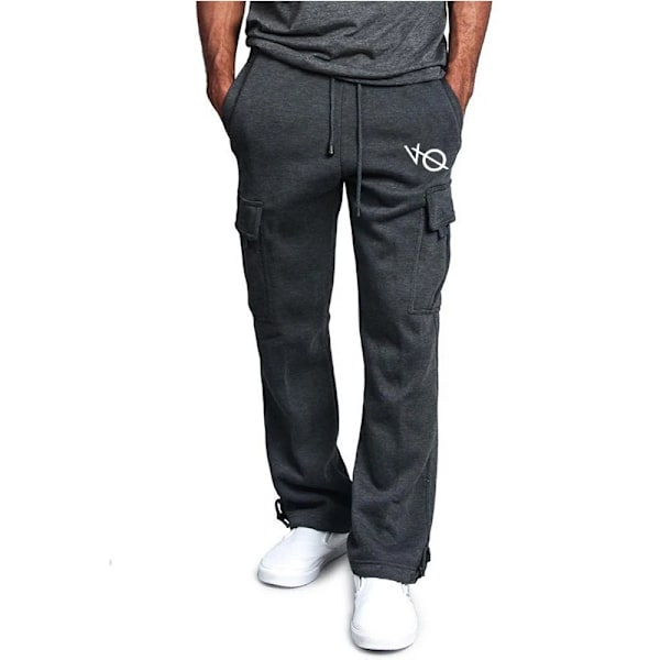 Nya Höst Och Vinter Mäns Mode Sport Byxor Drawstring Jogging Byxor Casual Multi Pockets Baggy Byxor Sweatbyk WHITE XXL