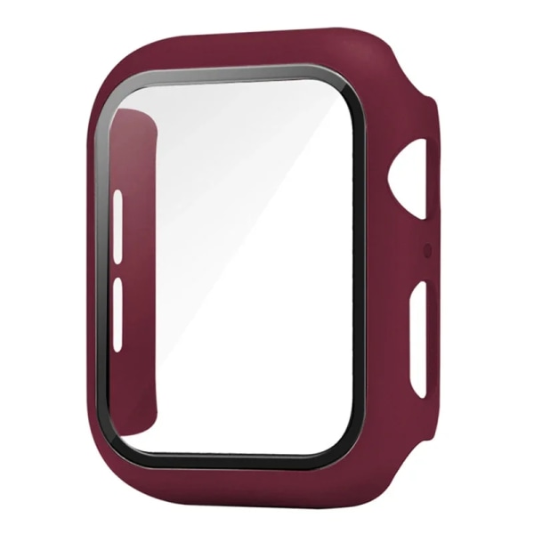 Glas+ Cover för Apple Watch Screen Protector Case 41mm 45mm 42mm 38mm 44mm 40mm Reptålig skyddande iWatch 9 8 7 6 SE 5 wine red Series 123 42MM