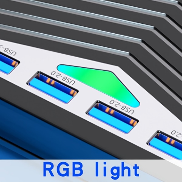 4 USB med LED-lampor, externa dvd-spelare för persondatorer, dvd-spelare. Typ-C, multifunktionsförlängare, kortläsare för Windows Black