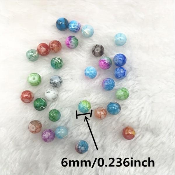 20-100 st 4-10 mm mönster runda glaspärlor Lösa distanspärlor för smyckestillverkning DIY Unikt armband Halsband Telefonväska Kedja Handamde Craft Supplies Color #17 6mm(50pcs)
