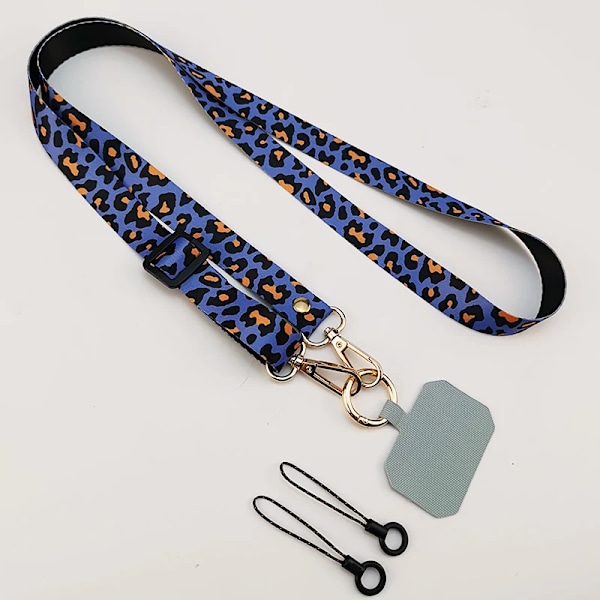 Leopard Skriv Ut Crossbody Mobiltelefon Lanyard Strap Nacke Mobiltelefon Lanyards Kedja Med Universal Packning För Alla Telefon Kasa E blue