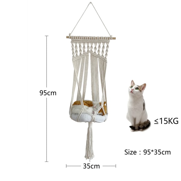 Balkong Hängande kattsäng Husdjurshängmatta Bomullsrep Antennkatter Säng Hus Kattunge Klätterställning Säte Bo 5/15KG Djurtillbehör 30cm mat