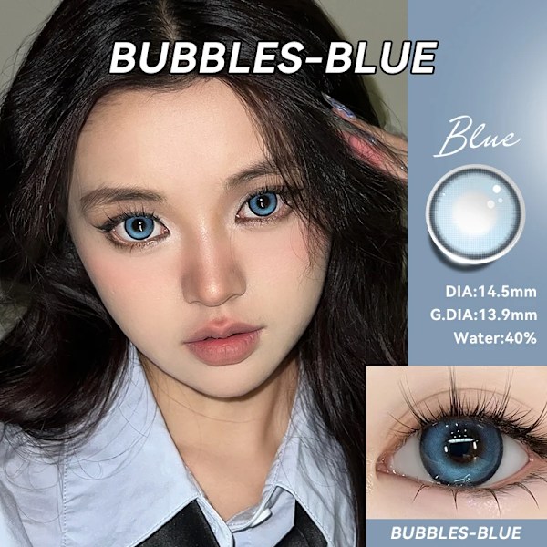 Starlens 14.5Mm Färgade Kontaktlinser Naturliga Mjuka Grå Linser 2 Bitar 6 Månader Användning.Hj Bubbles-blue 150