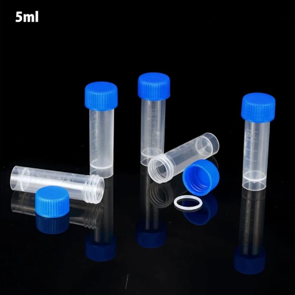 25/50 stk. 1-10 ml Plastprøveglas, Prøvebeholdere, Pulver, Håndværk, Skruelåg, Flasker til Kontor, Skole, Kemitilbehør 2ml Transparent 50pcs