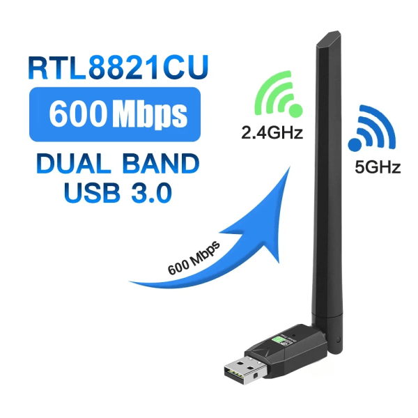 600 Mbps USB WiFi Bluetooth adapter 2-i-1 nätverkskort Dual Band 2,4G 5GHz Wi-Fi-antenn Mini trådlös mottagare PC-tillbehör 150Mbps