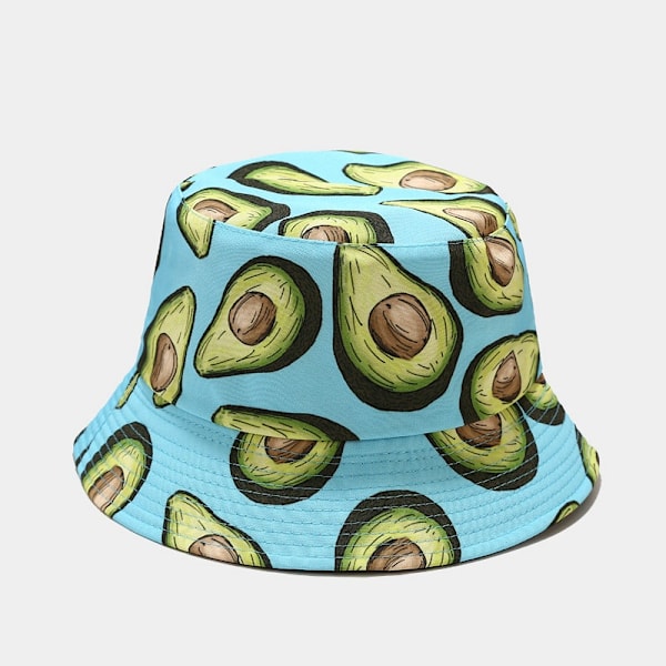 Europeiska Och Amerikanska Nya Kreativa Tryckning Frukt Mönster Bucket Kvinnors Sommar Utomhus Casual Sun-Proof Hat All-Matching Basin Hatt Small Avocado Pink M（56-58cm）