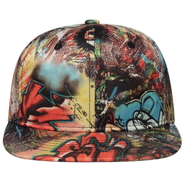Hatt кепка мужская Trender PU-material Graffiti Cap herr Flat brättad cap Bomull Snapback Cap Hip Hop Hat Dam 2 56-60cm
