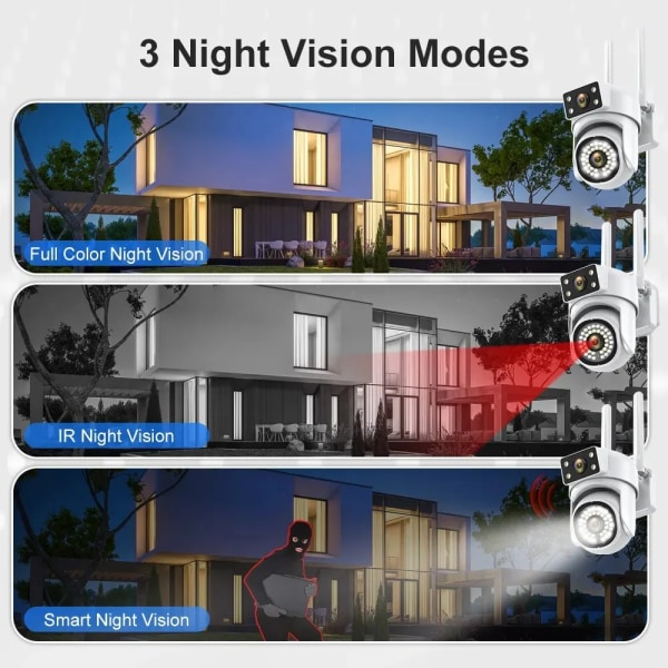 8MP 5G PTZ kamera med dubbla objektiv Wifi IP-säkerhetsövervakning Dubbelskärmsvideo Fullfärg Night Vision utomhus 6MP kameror 8x zoom European standard 8MP 32G SD Card