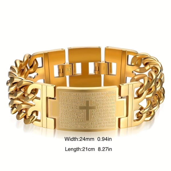 1 st Men's Cross Denim kedja, titan stål smycken armband Golden Cross