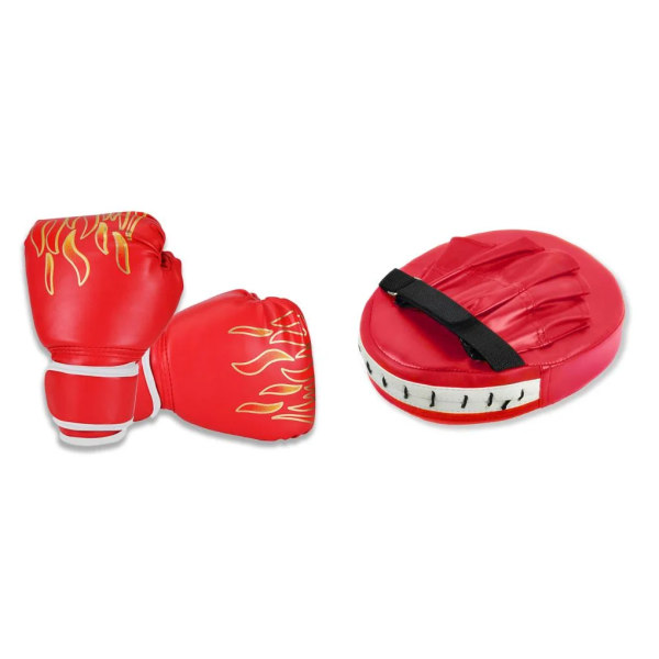 Nya 5-12 år barnboxningshandskar för pojkar och flickor Boxningshandskar Boxningsträningshandskar Boxningshandskar för barn Red Gloves Pad Set