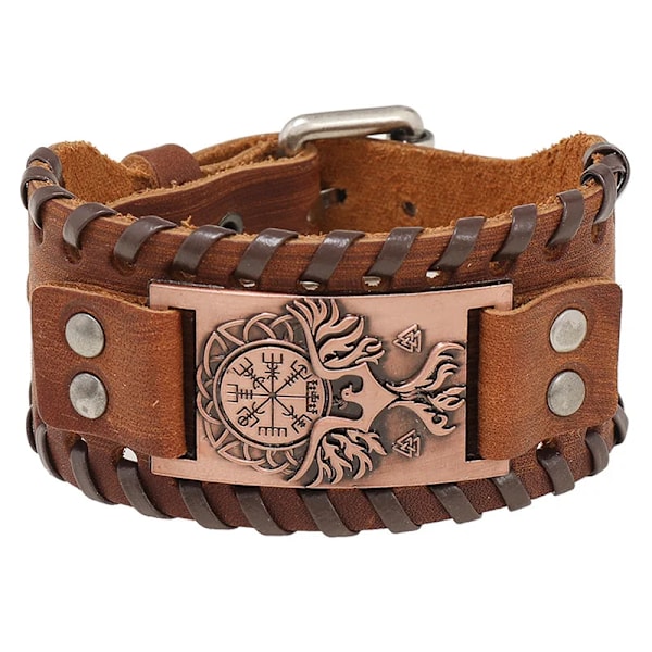 Trendig Vikingarmband med Nordiska Runor, Kompass, Gudafågel Charm, Läderarmband för Män, Nytt Mode, Vävt Smycke, Tillbehör, Festpresent 2