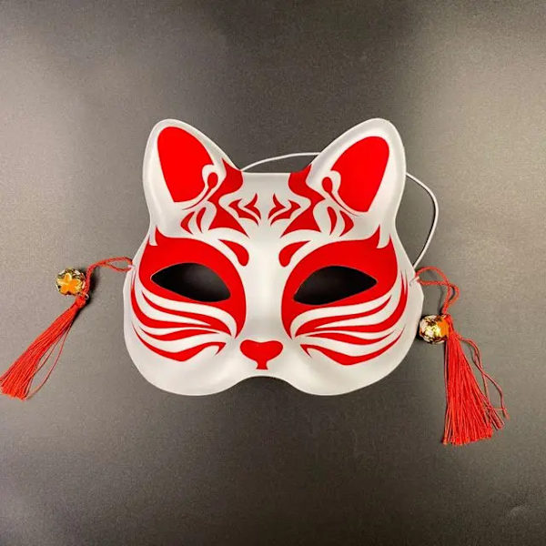 Japansk maske halv ansigt håndmalet katte ræv maske anime demon slayer maskerade halloween festival cosplay rekvisit 12