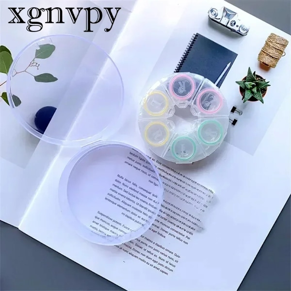 Xgnvpy Kontakt Lens Case För 6 Linser Myopia Vision Korrigering Färg Lins Vård Kompanion Box Yellow Pink Green