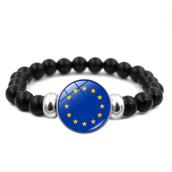 Mub palestinsk flagga ädelsten armband för män och kvinnor mångsidig svart armband hand smyck European Union