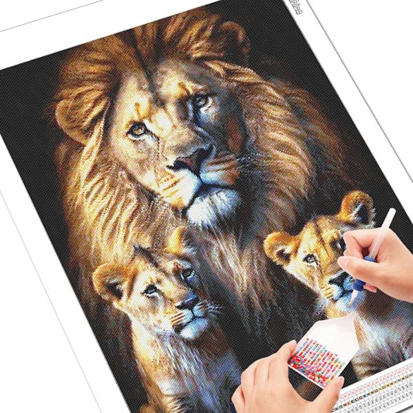 Evershine Diamond Broderi Lion Cross Stitch Ab Borrmålning Animal Full Square Mosaic Wolf Bild Rhinestones Handen Utrustning För Utrustning 761AB Round Drill 40x50cm