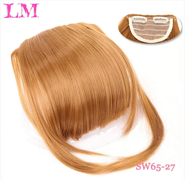 Lm Naturlig Straight Syntetiska Blunt Bangs Hög Temperatur Fiber Brun Kvinnor Clip-In Fulla Bangs Med Fringe Av Hår 6 Tums SW65-27