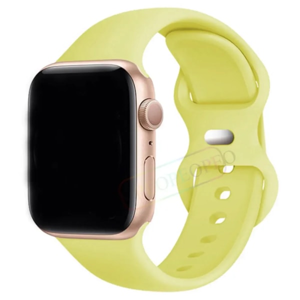 Silikonrem för Apple Watch Band 44mm 40mm 45mm 42-38-41mm original 1:1 armband iwatch series 8 7 se 3 4 5 6 9 ultra 2 49mm 73 lemon yellow 38mm-40mm-41mm S-M