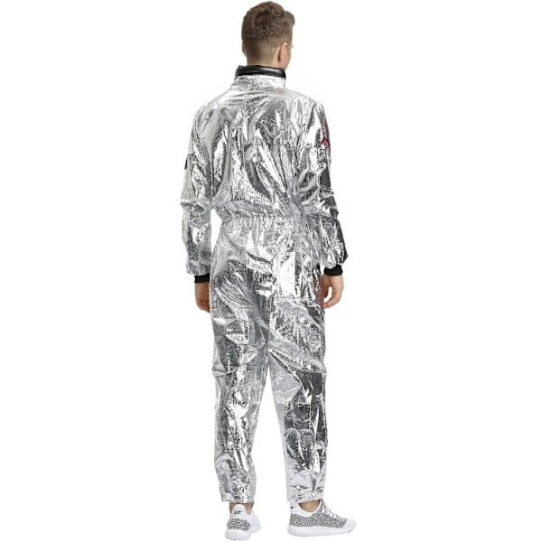 Halloween Christmas Silver Spaceman Män Kvinnor Rymddräkt Vuxna Barn Astronaut Kostym Familjeparti Klä Upp Födelsedag Gåfa T Men XXL