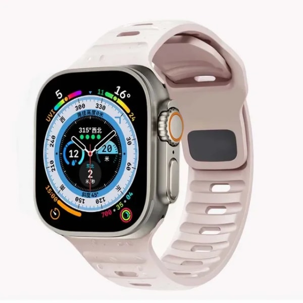 Silikonrem för Apple Watch ultra 2 band 44mm 49mm 45mm 42mm 40mm 41mm 38mm sport correa armband iwatch Series 7 6 3 se 8 9 Milk tea