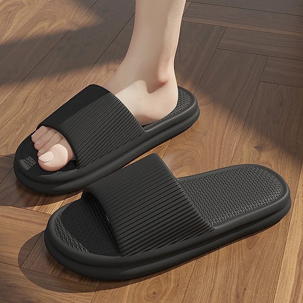 Cloud Tofflor För Män Flip Flops Strand Sandaler Badrum Icke-Slips Slides Män Kvinnor Tofflor Inomhus Skor Man Man Slippere A-Black 40-41