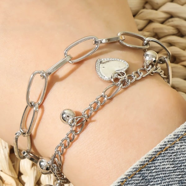 1st enkelt och moderiktigt metall dubbellager kärlekshänge för kvinnors armband, en mångsidig daglig accessoar ZT2061-G
