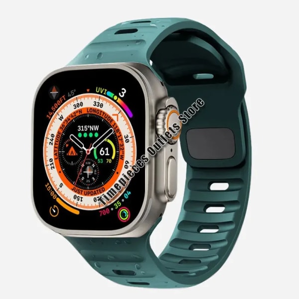 Silikon sportband för Apple Watch Ultra 49mm Rem 40mm 41mm 44mm 45mm 42mm 38mm correa Iwatch-serien 8 7 3 5 6 4 3 2 Pine Green 42 44 45 49mm