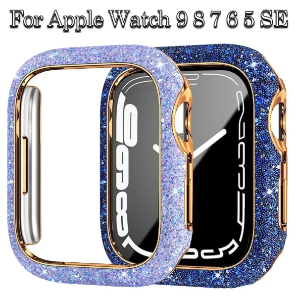 Cover för Apple Watch case 45 mm 41 mm 44 mm 40 mm Bling Bumper Skärmskydd för Apple Watch Series 9 8 7 4 5 6 Se black 45mm