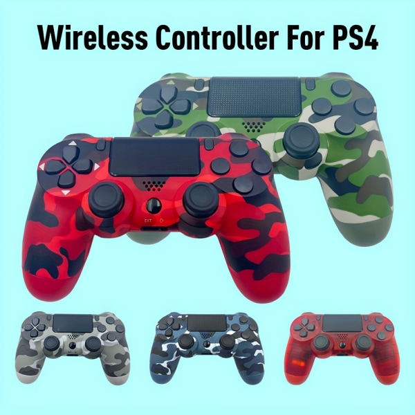 Trådlös kontroll för PS4 Pro/Slim PS3 IPhone IPad IOS Android PC med pekskärm/ljudfunktion/6-axlar sensor/dubbel vibration/3,5 mm ljuduttag Camouflage Green