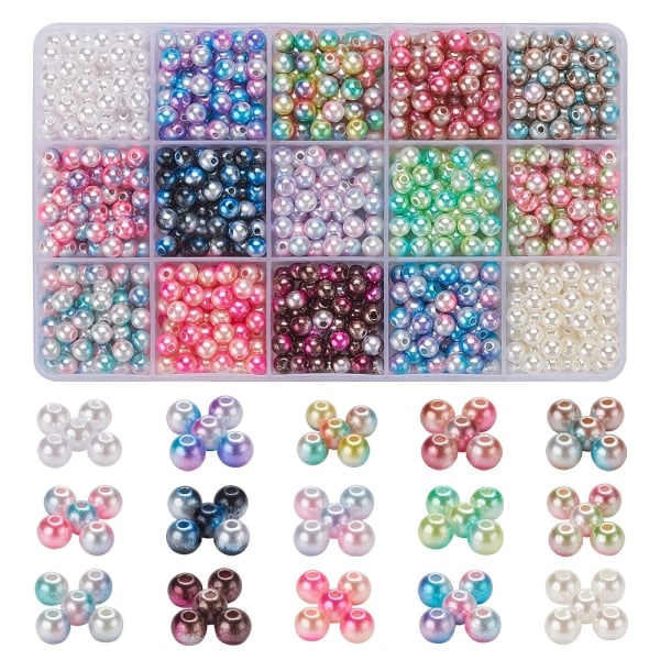 15 gradient plastpärlor gör-det-själv set ca 900 stycken lämpliga för att göra smycken armband halsband Mixed Colors About 900pcs/box