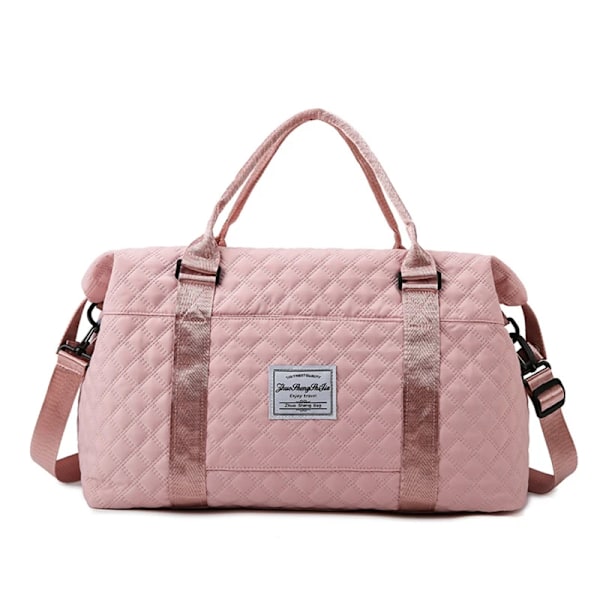 Ny Foldbar Rejsetaske Quiltet Bomuld Gym Yoga Taske Kvinder Pink Duffel Taske Til Kvinder Vådt Tørt Separation Tote Taske Håndtasker Bolso Pink