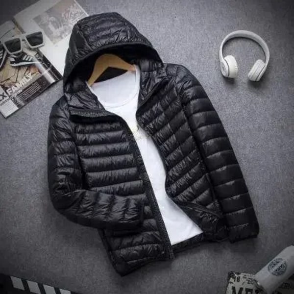 2023 Ny höstvinter Lätt dunjacka Herrmode Huva Korta Ultratunna Lättvikt Slim Coat Youth Dunjackor hooded black XXXL