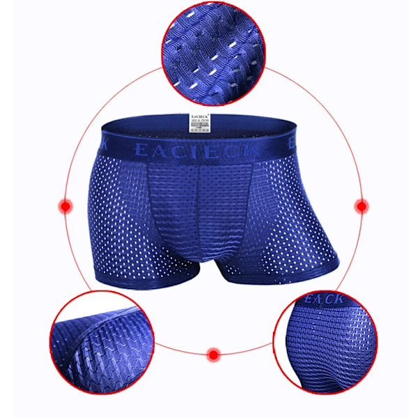 Hengittävä jääsilkkityylinen miesten viileät alushousut U-kupera muotoilu Alusvaatteet Mesh Sexy Boxer-shortsit matalavyötäröiset urheilu Sporta kuuma Sky blue L